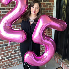 Load image into Gallery viewer, 40in Pink Number Balloons - Large Numbers Foil 40&quot; Digit Giant Jumbo Balloon Birthday Anniversary Balloons Supreme Black Fox 
