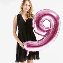 Load image into Gallery viewer, 40in Pink Number Balloons - Large Numbers Foil 40&quot; Digit Giant Jumbo Balloon Birthday Anniversary Balloons Supreme Black Fox #9 (Number 9) 
