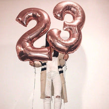 Load image into Gallery viewer, 40in Rose Gold Number Balloons - Large Numbers Foil 40&quot; Digit Giant Jumbo Balloon Birthday Anniversary Balloons Supreme Black Fox 
