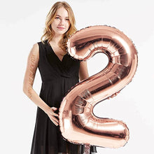 Load image into Gallery viewer, 40in Rose Gold Number Balloons - Large Numbers Foil 40&quot; Digit Giant Jumbo Balloon Birthday Anniversary Balloons Supreme Black Fox #2 (Number 2) 
