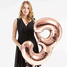Загрузить изображение в средство просмотра галереи, 40in Rose Gold Number Balloons - Large Numbers Foil 40&quot; Digit Giant Jumbo Balloon Birthday Anniversary Balloons Supreme Black Fox #3 (Number 3) 
