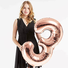 Load image into Gallery viewer, 40in Rose Gold Number Balloons - Large Numbers Foil 40&quot; Digit Giant Jumbo Balloon Birthday Anniversary Balloons Supreme Black Fox #3 (Number 3) 
