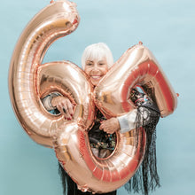 Загрузить изображение в средство просмотра галереи, 40in Rose Gold Number Balloons - Large Numbers Foil 40&quot; Digit Giant Jumbo Balloon Birthday Anniversary Balloons Supreme Black Fox 
