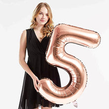 Загрузить изображение в средство просмотра галереи, 40in Rose Gold Number Balloons - Large Numbers Foil 40&quot; Digit Giant Jumbo Balloon Birthday Anniversary Balloons Supreme Black Fox #5 (Number 5) 

