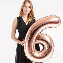 Load image into Gallery viewer, 40in Rose Gold Number Balloons - Large Numbers Foil 40&quot; Digit Giant Jumbo Balloon Birthday Anniversary Balloons Supreme Black Fox #6 (Number 6) 

