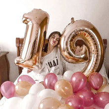 Load image into Gallery viewer, 40in Rose Gold Number Balloons - Large Numbers Foil 40&quot; Digit Giant Jumbo Balloon Birthday Anniversary Balloons Supreme Black Fox 
