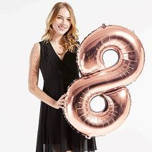 Load image into Gallery viewer, 40in Rose Gold Number Balloons - Large Numbers Foil 40&quot; Digit Giant Jumbo Balloon Birthday Anniversary Balloons Supreme Black Fox #8 (Number 8) 
