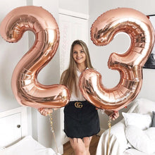 Загрузить изображение в средство просмотра галереи, 40in Rose Gold Number Balloons - Large Numbers Foil 40&quot; Digit Giant Jumbo Balloon Birthday Anniversary Balloons Supreme Black Fox 
