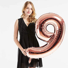 Load image into Gallery viewer, 40in Rose Gold Number Balloons - Large Numbers Foil 40&quot; Digit Giant Jumbo Balloon Birthday Anniversary Balloons Supreme Black Fox #9 (Number 9) 
