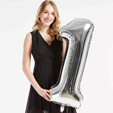 Загрузить изображение в средство просмотра галереи, 40in Silver Number Balloons - Large Numbers Foil 40&quot; Digit Giant Jumbo Balloon Birthday Anniversary Balloons Supreme Black Fox #1 (Number 1) 
