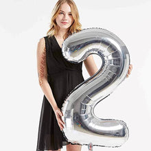 Загрузить изображение в средство просмотра галереи, 40in Silver Number Balloons - Large Numbers Foil 40&quot; Digit Giant Jumbo Balloon Birthday Anniversary Balloons Supreme Black Fox #2 (Number 2) 
