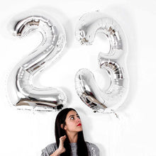 Загрузить изображение в средство просмотра галереи, 40in Silver Number Balloons - Large Numbers Foil 40&quot; Digit Giant Jumbo Balloon Birthday Anniversary Balloons Supreme Black Fox 
