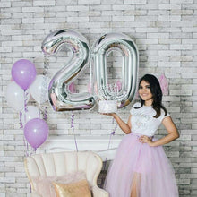Загрузить изображение в средство просмотра галереи, 40in Silver Number Balloons - Large Numbers Foil 40&quot; Digit Giant Jumbo Balloon Birthday Anniversary Balloons Supreme Black Fox 
