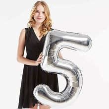 Загрузить изображение в средство просмотра галереи, 40in Silver Number Balloons - Large Numbers Foil 40&quot; Digit Giant Jumbo Balloon Birthday Anniversary Balloons Supreme Black Fox #5 (Number 5) 
