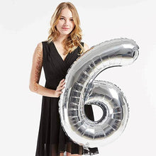 Загрузить изображение в средство просмотра галереи, 40in Silver Number Balloons - Large Numbers Foil 40&quot; Digit Giant Jumbo Balloon Birthday Anniversary Balloons Supreme Black Fox #6 (Number 6) 
