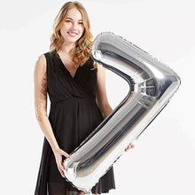 Загрузить изображение в средство просмотра галереи, 40in Silver Number Balloons - Large Numbers Foil 40&quot; Digit Giant Jumbo Balloon Birthday Anniversary Balloons Supreme Black Fox #7 (Number 7) 
