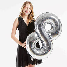 Загрузить изображение в средство просмотра галереи, 40in Silver Number Balloons - Large Numbers Foil 40&quot; Digit Giant Jumbo Balloon Birthday Anniversary Balloons Supreme Black Fox #8 (Number 8) 
