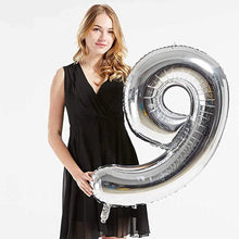 Загрузить изображение в средство просмотра галереи, 40in Silver Number Balloons - Large Numbers Foil 40&quot; Digit Giant Jumbo Balloon Birthday Anniversary Balloons Supreme Black Fox #9 (Number 9) 
