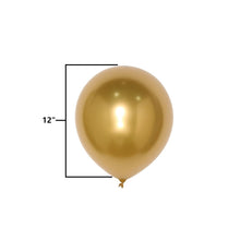 Load image into Gallery viewer, 50 Gold Chrome Balloons - Metallic Balloon Chrome Shiny Latex 12&quot; Thicken For Wedding Party Baby Shower Graduation Balloons Supreme Black Fox 
