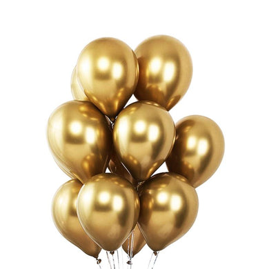 50 Gold Chrome Balloons - Metallic Balloon Chrome Shiny Latex 12