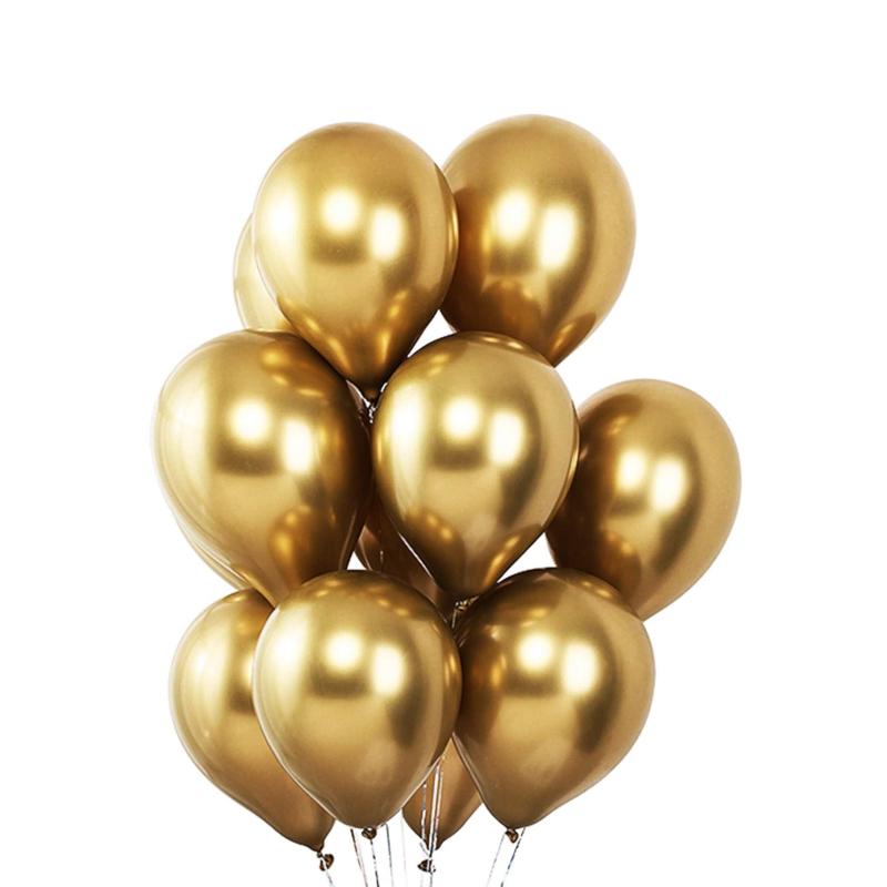 50 Gold Chrome Balloons - Metallic Balloon Chrome Shiny Latex 12