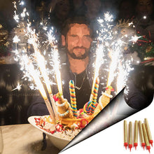 Загрузить изображение в средство просмотра галереи, 6 Gold Sparkling Candles (Large) - Birthday Cake Sparkler Candle - Party Wedding Sweet 16 Sparklers Candles Supreme Black Fox 
