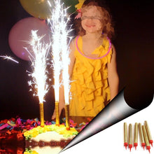 Загрузить изображение в средство просмотра галереи, 6 Gold Sparkling Candles (Medium) - Cake Sparkler - Birthday Wedding Sweet 16 Candle Sparklers Candles Supreme Black Fox 
