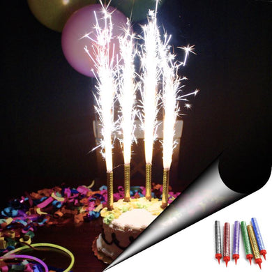 6 Multi Color Sparkling Candles (Medium) - Birthday Party Wedding Bottle Service - Candle Sparklers Cake Sparkler Candles Supreme Black Fox 
