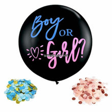 Load image into Gallery viewer, Baby Gender Reveal Confetti Balloon (36 inches) - 36&quot; Big Black Balloons x2 with Pink and Blue Round Confetti Packs for Boy or Girl - Baby Shower Gender Reveal Party Supplies Decoration Kit Gender Reveal Supreme Black Fox 
