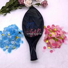 Загрузить изображение в средство просмотра галереи, Baby Gender Reveal Confetti Balloon (36 inches) - 36&quot; Big Black Balloons x2 with Pink and Blue Round Confetti Packs for Boy or Girl - Baby Shower Gender Reveal Party Supplies Decoration Kit Gender Reveal Supreme Black Fox 

