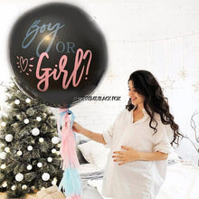 Загрузить изображение в средство просмотра галереи, Baby Gender Reveal Confetti Balloon (36 inches) - 36&quot; Big Black Balloons x2 with Pink and Blue Round Confetti Packs for Boy or Girl - Baby Shower Gender Reveal Party Supplies Decoration Kit Gender Reveal Supreme Black Fox 
