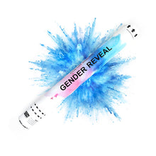 Load image into Gallery viewer, Blue Gender Reveal Powder Cannon (12 Pack) - 12&quot; Tall - Boy, He, Him, Blue Gender Reveal Popper, Biodegradable Powder, Twist and Pop, Powder Smoke Blaster Confetti Cannon Supreme Black Fox 
