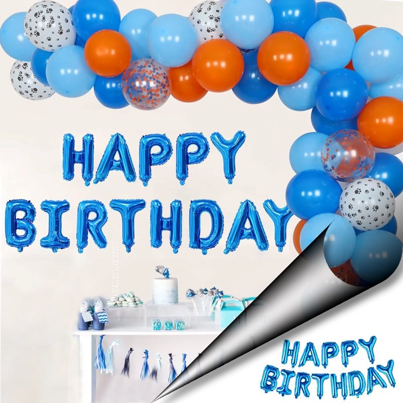 Blue Happy Birthday Balloons - Aluminum Foil Banner Balloon for Birthdays Party Decorations Supplies (16 Inch) Happy Birthday Balloon Banner Supreme Black Fox 