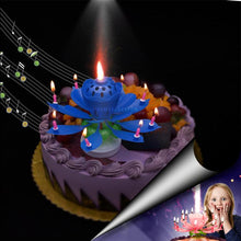Загрузить изображение в средство просмотра галереи, Blue &quot;Happy Birthday&quot; Singing Musical Flower Candle - Rotating Party Light Magical Lotus Music Cake Candles Lotus Candle Supreme Black Fox 
