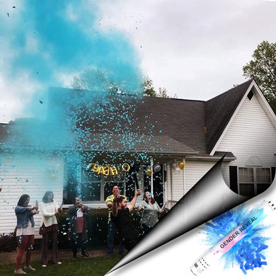 Gender Reveal Confetti & Powder Cannon Blue (12 Pack) - Both Smoke Powder and Confetti Cannon, Smoke Powder Cannons, Confetti Blasters Blue, He, Him Powder Confetti Poppers Confetti Cannon Supreme Black Fox 