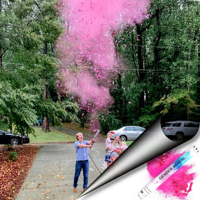 Gender Reveal Confetti & Powder Cannon Pink (12 Pack) - Both Smoke Powder and Confetti Cannon, Smoke Powder Cannons, Confetti Blasters Pink, She, Her Powder Confetti Poppers Confetti Cannon Supreme Black Fox 