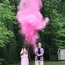 Load image into Gallery viewer, Gender Reveal Confetti &amp; Powder Cannon Pink (12 Pack) - Both Smoke Powder and Confetti Cannon, Smoke Powder Cannons, Confetti Blasters Pink, She, Her Powder Confetti Poppers Confetti Cannon Supreme Black Fox 
