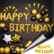 Load image into Gallery viewer, Gold Happy Birthday Balloons - Aluminum Foil Banner Balloon for Birthdays Party Decorations Supplies (16 Inch) Balloons Supreme Black Fox 
