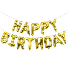 Load image into Gallery viewer, Happy Birthday Balloon Banner (16 inch) Foil Letters Balloons Party Decorations (Gold) Balloons Supreme Black Fox 
