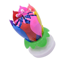 Загрузить изображение в средство просмотра галереи, Multi Color &quot;Happy Birthday&quot; Singing Musical Flower Candle - Rotating Party Light Magical Lotus Music Cake Candles Lotus Candle Supreme Black Fox 
