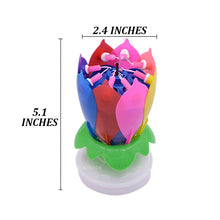 Загрузить изображение в средство просмотра галереи, Multi Color &quot;Happy Birthday&quot; Singing Musical Flower Candle - Rotating Party Light Magical Lotus Music Cake Candles Lotus Candle Supreme Black Fox 
