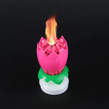 Load image into Gallery viewer, Pink &quot;Happy Birthday&quot; Singing Musical Flower Candle - Rotating Party Light Magical Lotus Music Cake Candles Lotus Candle Supreme Black Fox 
