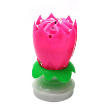 Загрузить изображение в средство просмотра галереи, Pink &quot;Happy Birthday&quot; Singing Musical Flower Candle - Rotating Party Light Magical Lotus Music Cake Candles Lotus Candle Supreme Black Fox 
