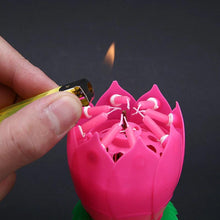 Load image into Gallery viewer, Pink &quot;Happy Birthday&quot; Singing Musical Flower Candle - Rotating Party Light Magical Lotus Music Cake Candles Lotus Candle Supreme Black Fox 
