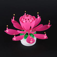 Load image into Gallery viewer, Pink &quot;Happy Birthday&quot; Singing Musical Flower Candle - Rotating Party Light Magical Lotus Music Cake Candles Lotus Candle Supreme Black Fox 
