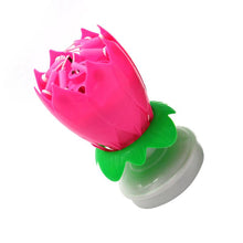 Загрузить изображение в средство просмотра галереи, Pink &quot;Happy Birthday&quot; Singing Musical Flower Candle - Rotating Party Light Magical Lotus Music Cake Candles Lotus Candle Supreme Black Fox 
