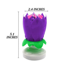 Загрузить изображение в средство просмотра галереи, Purple &quot;Happy Birthday&quot; Singing Musical Flower Candle - Rotating Party Light Magical Lotus Music Cake Candles Lotus Candle Supreme Black Fox 
