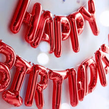 Load image into Gallery viewer, Red Happy Birthday Balloons - Aluminum Foil Banner Balloon for Birthdays Party Decorations Supplies (16 Inch) Happy Birthday Balloon Banner Supreme Black Fox 
