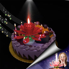 Загрузить изображение в средство просмотра галереи, Red &quot;Happy Birthday&quot; Singing Musical Flower Candle - Rotating Party Light Magical Lotus Music Cake Candles Lotus Candle Supreme Black Fox 
