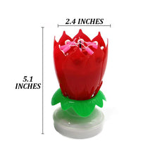 Загрузить изображение в средство просмотра галереи, Red &quot;Happy Birthday&quot; Singing Musical Flower Candle - Rotating Party Light Magical Lotus Music Cake Candles Lotus Candle Supreme Black Fox 
